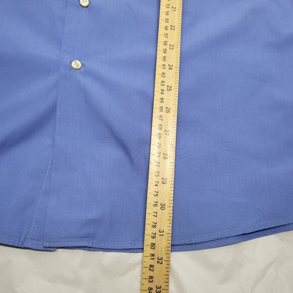 Arrow Mens Dress Shirt Half Sleeve XL 17.5 Button up Poplin Wrinkle Free Blue - Picture 12 of 12